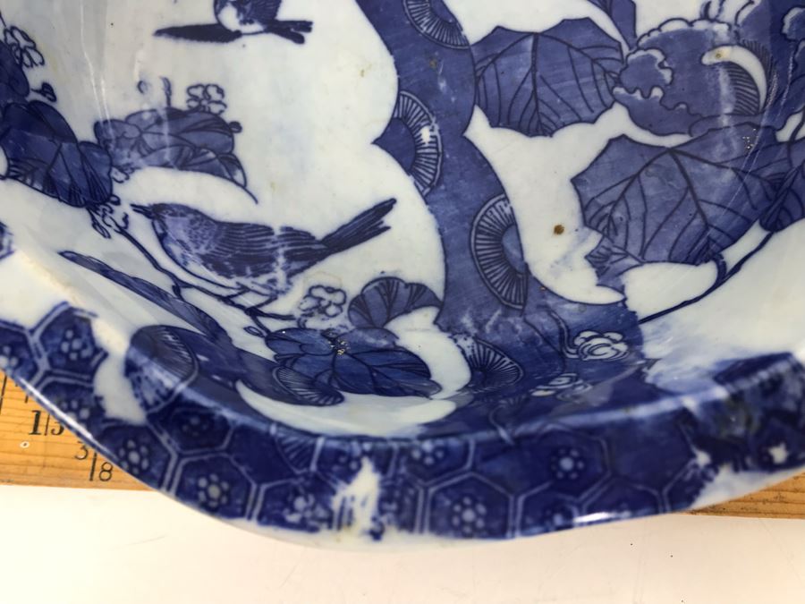 Vintage Japanese Blue And White Bowl 9'D [Photo 10]