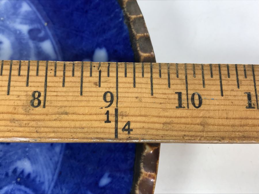 Antique Mid Meiji Period Japanese Brown Rim Plate 9.5'D [Photo 14]