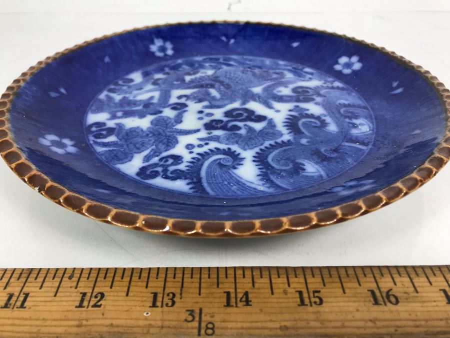 Antique Mid Meiji Period Japanese Brown Rim Plate 9.5'D [Photo 10]