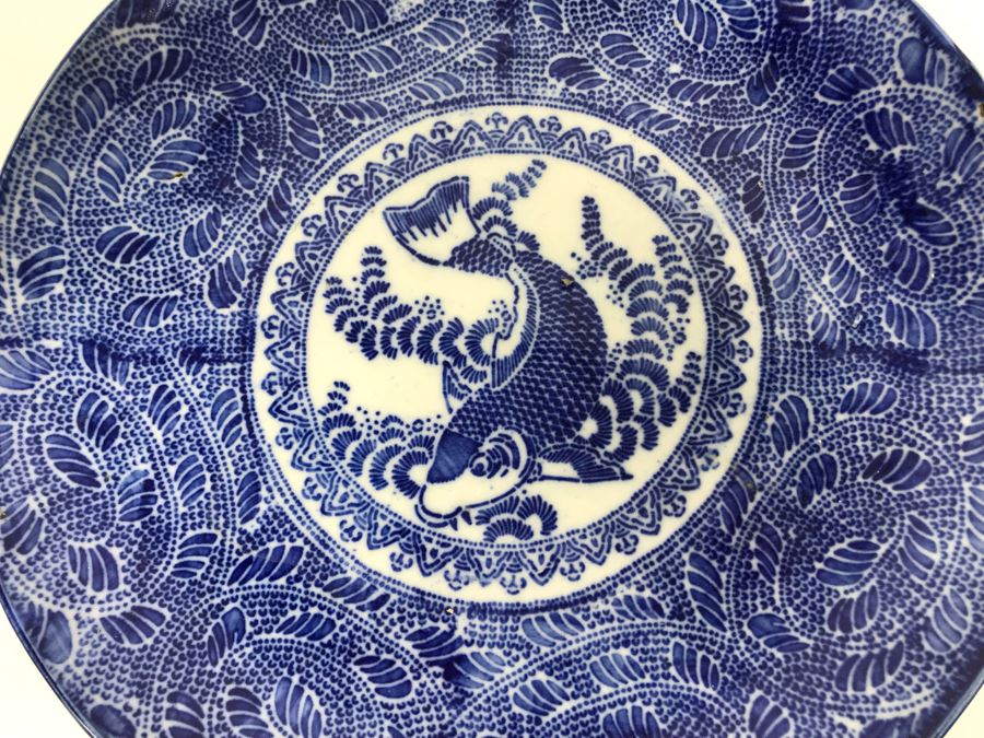 Antique Blue And White Japanese Plate 10.5'D [Photo 5]