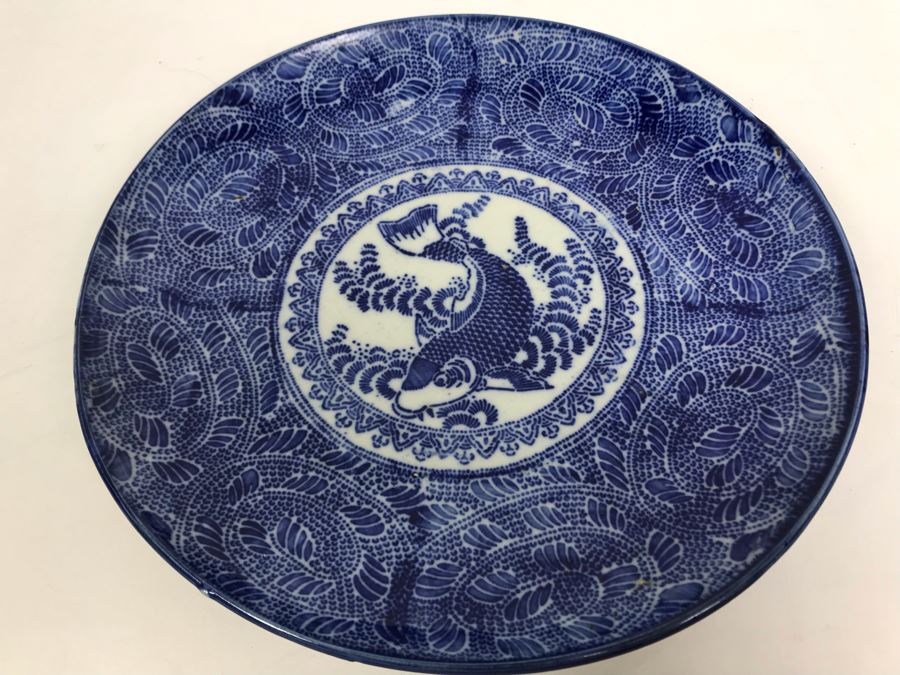 Antique Blue And White Japanese Plate 10.5'D [Photo 3]