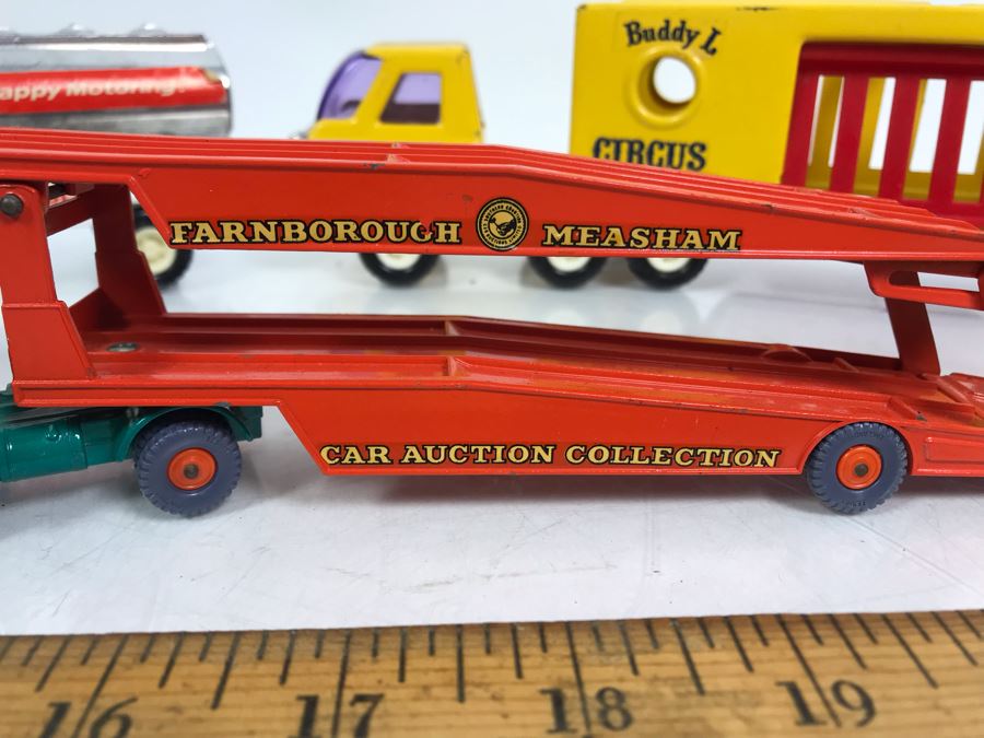 Vintage Buddy L Circus Truck With Trailer, Buddy L EXXON Gas Fuel Truck And Matchbox Guy Warrior Tractor With Car Transporter King Size K-8 Farnborough Measham Car Auction Collection [Photo 3]