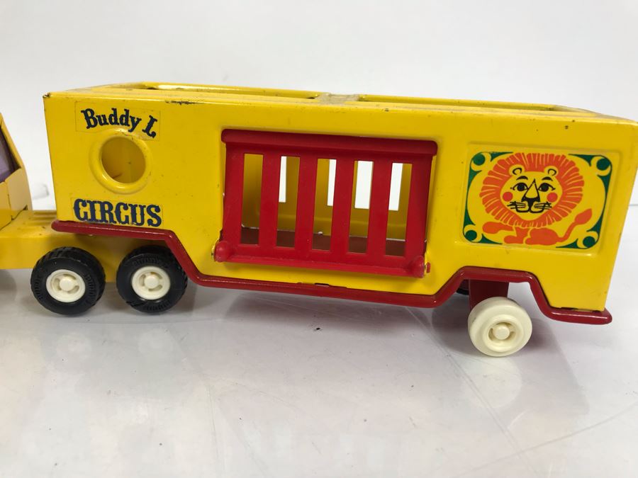 Vintage Buddy L Circus Truck With Trailer, Buddy L EXXON Gas Fuel Truck And Matchbox Guy Warrior Tractor With Car Transporter King Size K-8 Farnborough Measham Car Auction Collection [Photo 7]