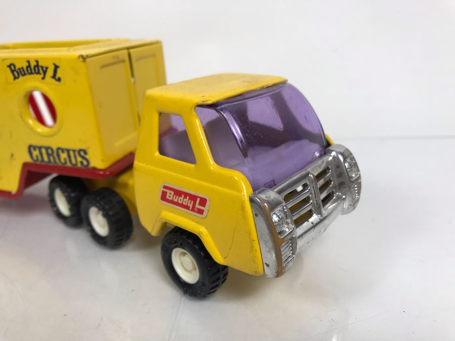Vintage Buddy L Circus Truck With Trailer, Buddy L EXXON Gas Fuel Truck And Matchbox Guy Warrior Tractor With Car Transporter King Size K-8 Farnborough Measham Car Auction Collection [Photo 10]