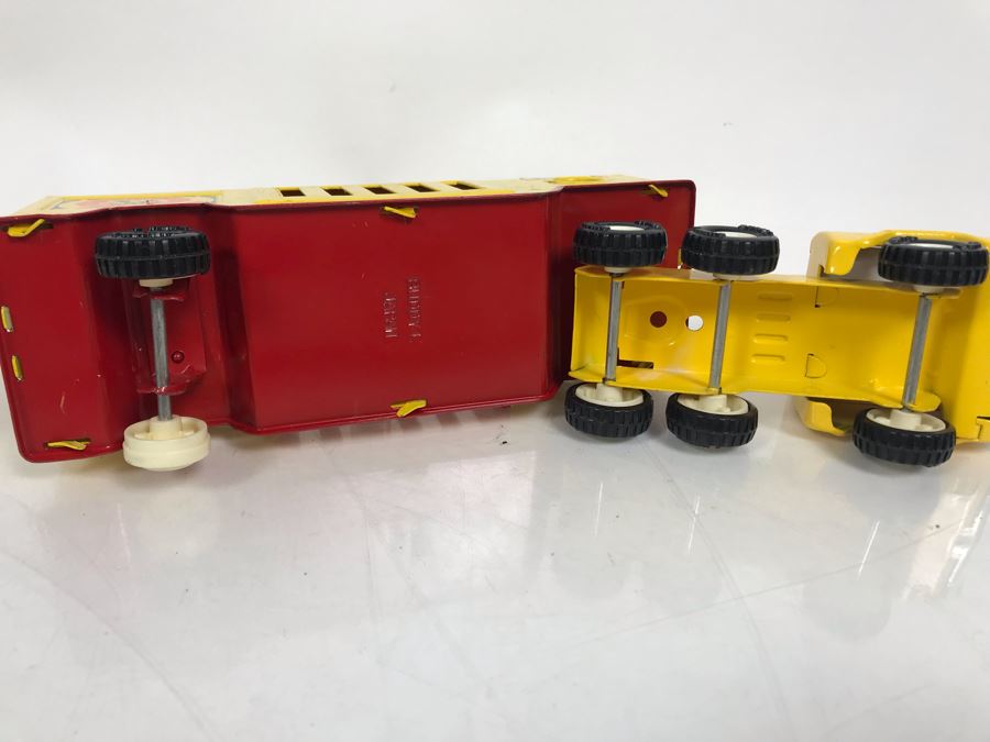 Vintage Buddy L Circus Truck With Trailer, Buddy L EXXON Gas Fuel Truck And Matchbox Guy Warrior Tractor With Car Transporter King Size K-8 Farnborough Measham Car Auction Collection [Photo 13]