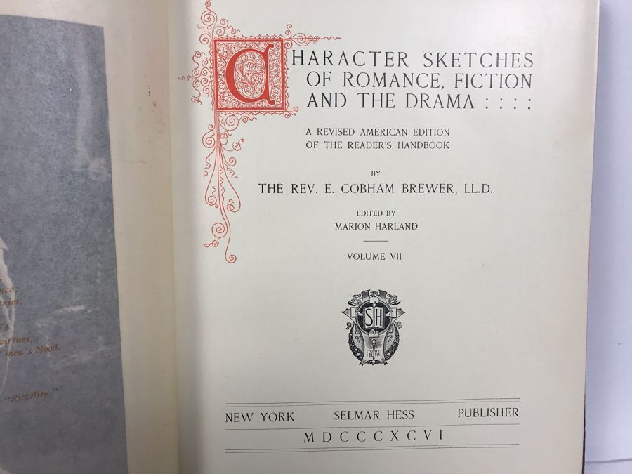 Antique 1896 Large Leatherbound Book Character Sketches Of Romance Fiction And The Drama Volume VII With Illustrations From Snow White And The Sleeping Beauty - See Photos [Photo 8]