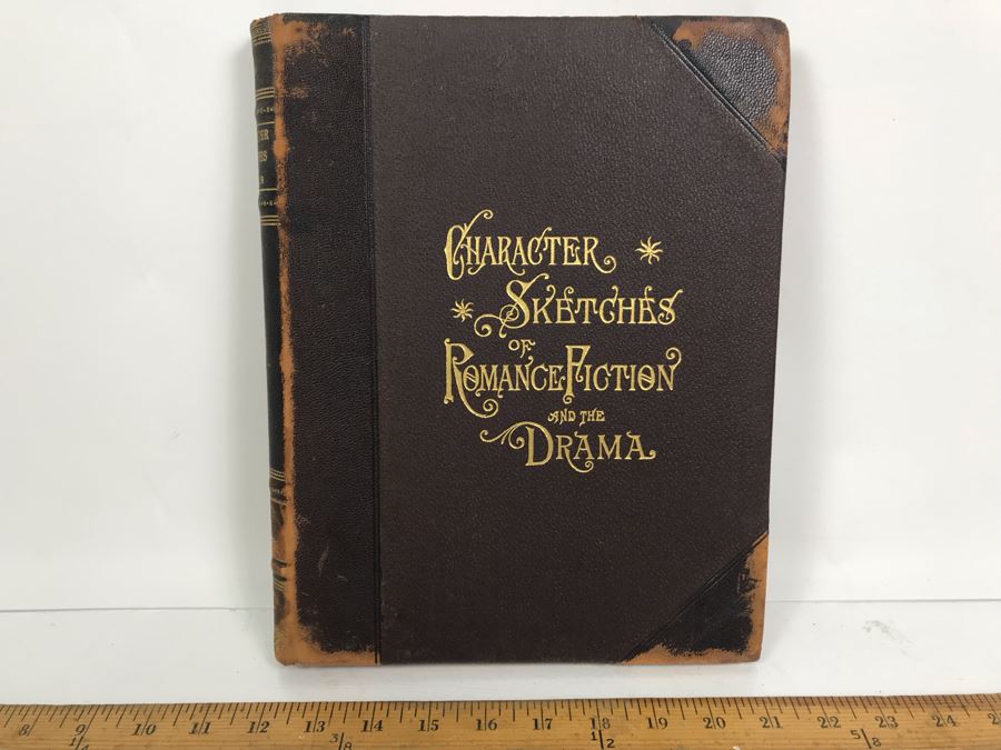 Antique 1896 Large Leatherbound Book Character Sketches Of Romance Fiction And The Drama Volume VII With Illustrations From Snow White And The Sleeping Beauty - See Photos [Photo 2]