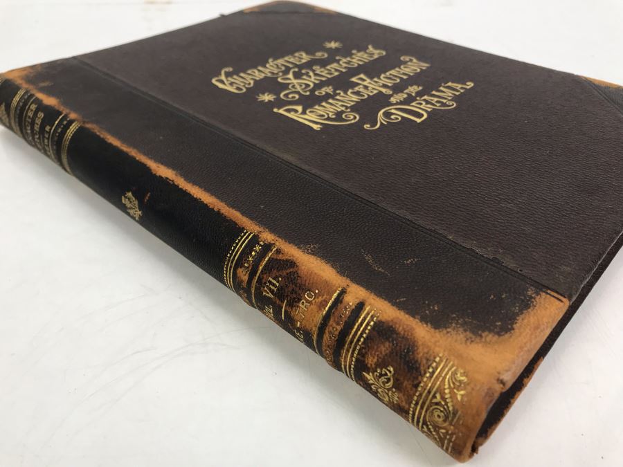 Antique 1896 Large Leatherbound Book Character Sketches Of Romance Fiction And The Drama Volume VII With Illustrations From Snow White And The Sleeping Beauty - See Photos [Photo 25]