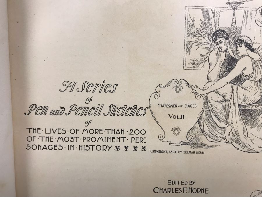 Antique 1894 Large Leatherbound Book Great Men And Famous Women Statesmen And Sages Volume II With Illustrations Featuring Abraham Lincoln Selmar Hess Publisher [Photo 6]