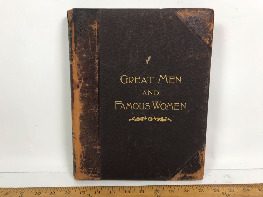 Antique 1894 Large Leatherbound Book Great Men And Famous Women Statesmen And Sages Volume II With Illustrations Featuring Abraham Lincoln Selmar Hess Publisher [Photo 2]