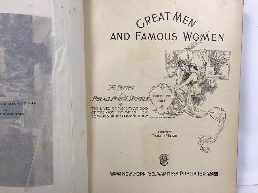 Antique 1894 Large Leatherbound Book Great Men And Famous Women Statesmen And Sages Volume II With Illustrations Featuring Abraham Lincoln Selmar Hess Publisher [Photo 5]