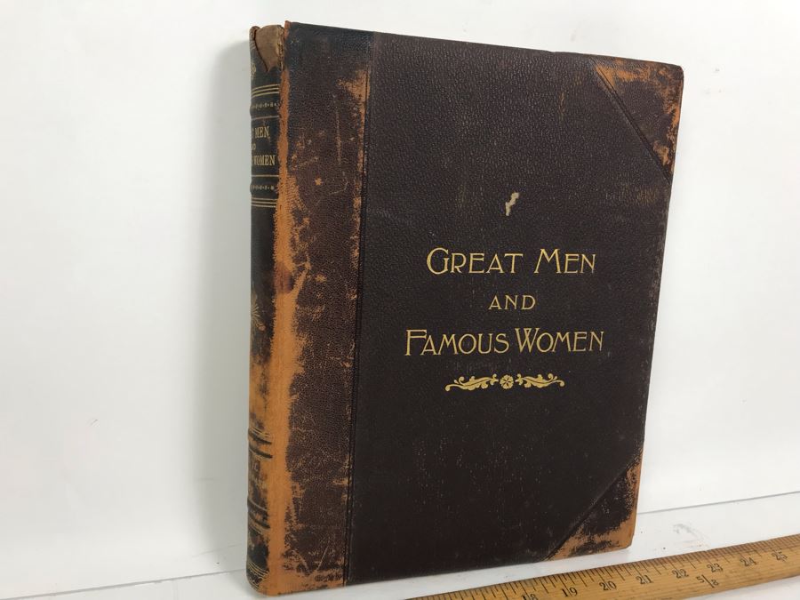 Antique 1894 Large Leatherbound Book Great Men And Famous Women Statesmen And Sages Volume II With Illustrations Featuring Abraham Lincoln Selmar Hess Publisher [Photo 3]