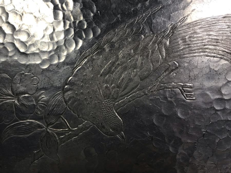 Vintage Lot Featuring An English Boatswain Whistle, Hand Wrought Bird Tray, 1946 Maiden Voyage Postcard Of Queen Elizabeth Ship, Vintage Brooch Pin, Ladies Compact, 3 Rings, Lacquer Box, Metal Box, Token, Copper Chalice And Mini Pocket Knife - See Photos [Photo 21]