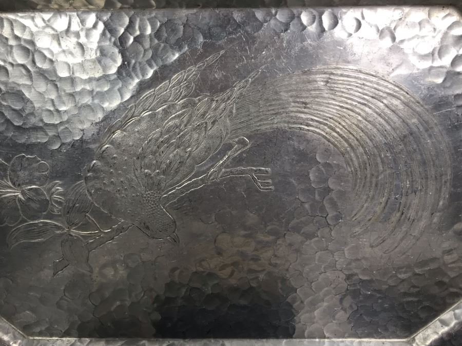 Vintage Lot Featuring An English Boatswain Whistle, Hand Wrought Bird Tray, 1946 Maiden Voyage Postcard Of Queen Elizabeth Ship, Vintage Brooch Pin, Ladies Compact, 3 Rings, Lacquer Box, Metal Box, Token, Copper Chalice And Mini Pocket Knife - See Photos [Photo 20]