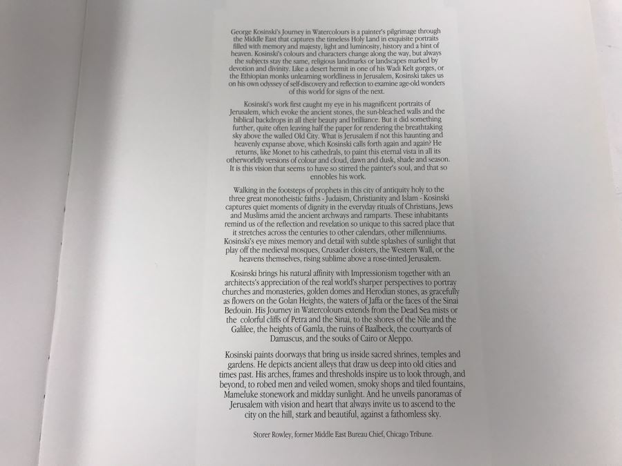 Signed Limited Edition Book Kosinski Journey In Watercolours Paintings Produced In Jerusalem Fine Art Publications Limited [Photo 6]