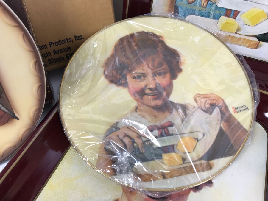 Collection Of (5) Norman Rockwell Trays, (3) Collectible Plates And (1) Norman Rockwell Illustrator Book [Photo 9]