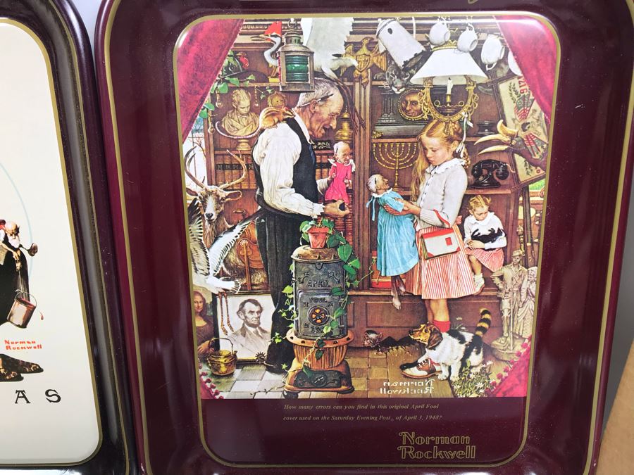 Collection Of (5) Norman Rockwell Trays, (3) Collectible Plates And (1) Norman Rockwell Illustrator Book [Photo 4]