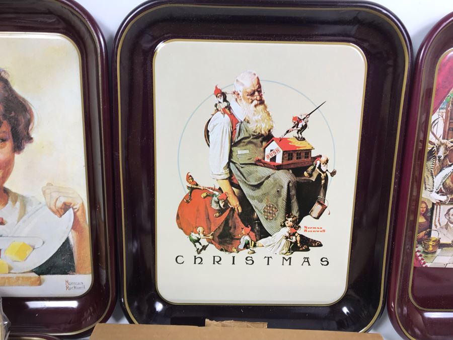 Collection Of (5) Norman Rockwell Trays, (3) Collectible Plates And (1) Norman Rockwell Illustrator Book [Photo 7]