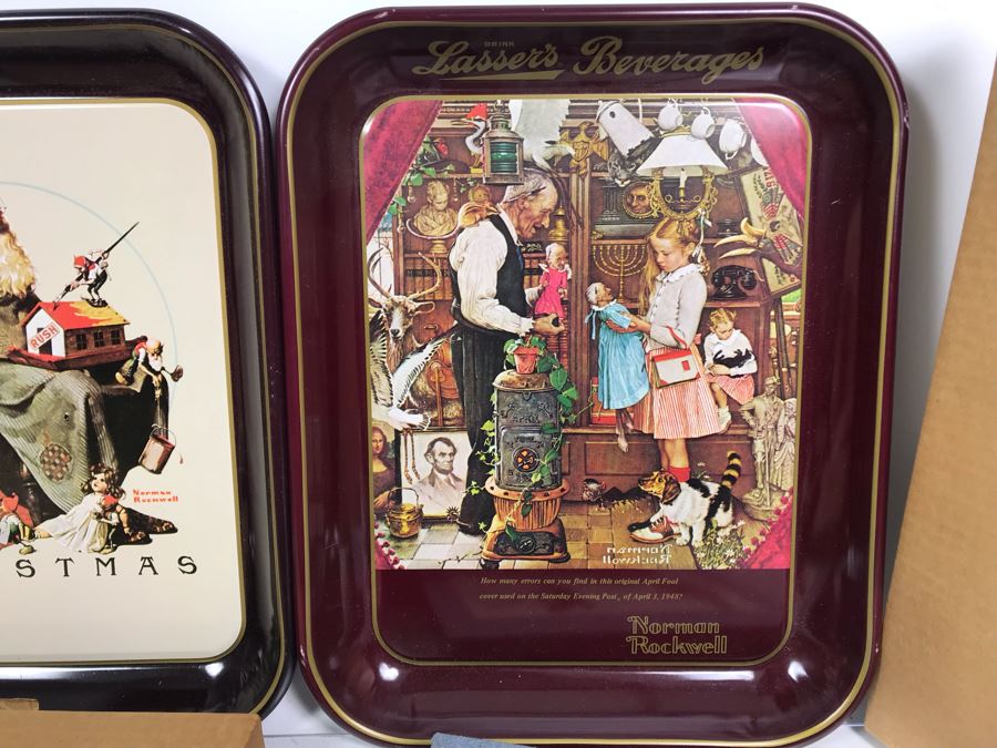 Collection Of (5) Norman Rockwell Trays, (3) Collectible Plates And (1) Norman Rockwell Illustrator Book [Photo 3]