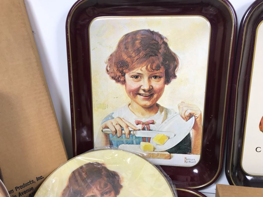 Collection Of (5) Norman Rockwell Trays, (3) Collectible Plates And (1) Norman Rockwell Illustrator Book [Photo 8]