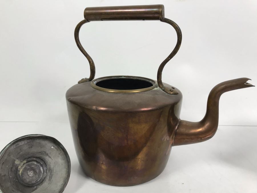 Vintage Copper Teapot And Alfred-Meakin Kent England Chamber Pot With Lid [Photo 12]