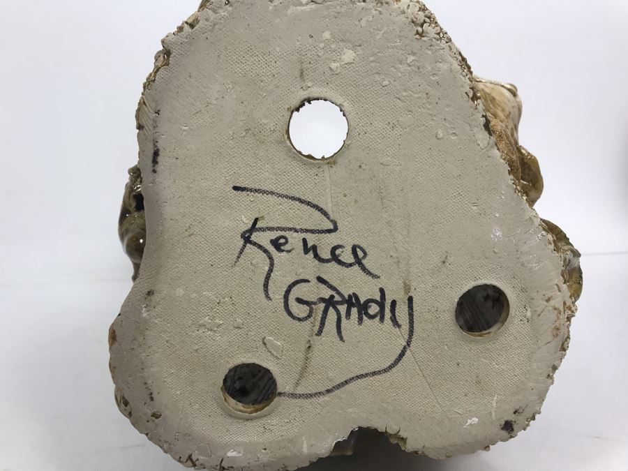 Signed Seashell Face Pottery Planter By Renee Grady 11'H [Photo 8]