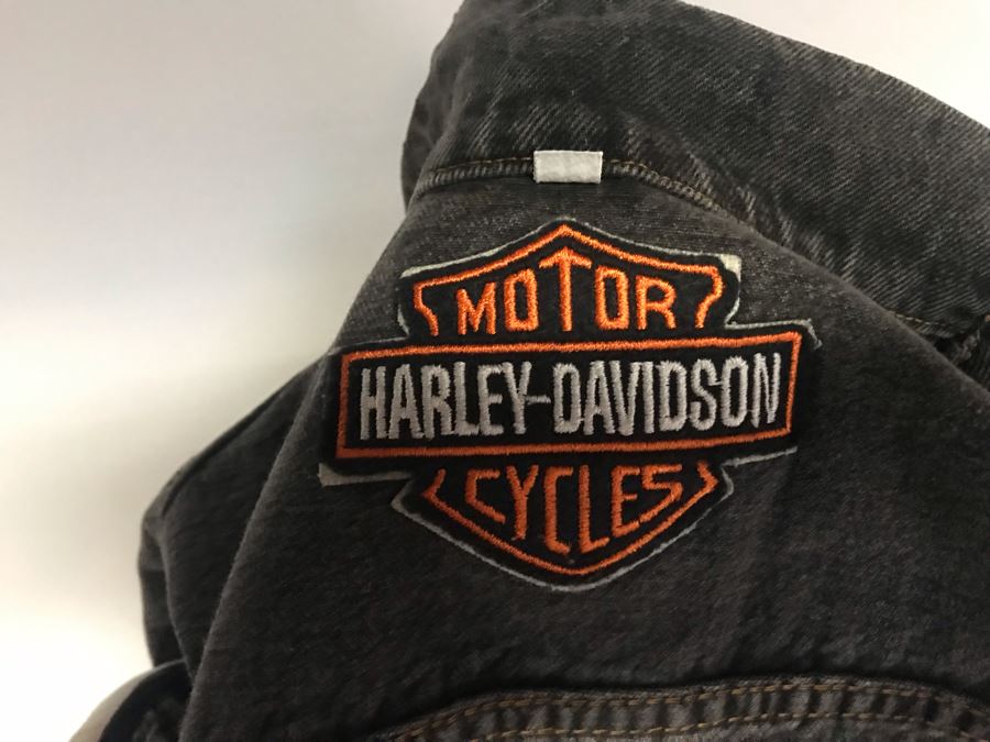 Mens Harley-Davidson Sleeveless Vest Jean Jacket Size L [Photo 9]