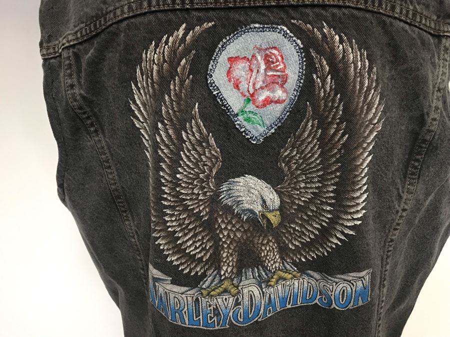 Mens Harley-Davidson Sleeveless Vest Jean Jacket Size L [Photo 6]