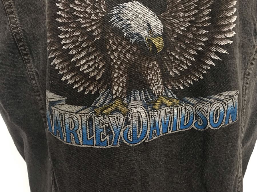 Mens Harley-Davidson Sleeveless Vest Jean Jacket Size L [Photo 7]