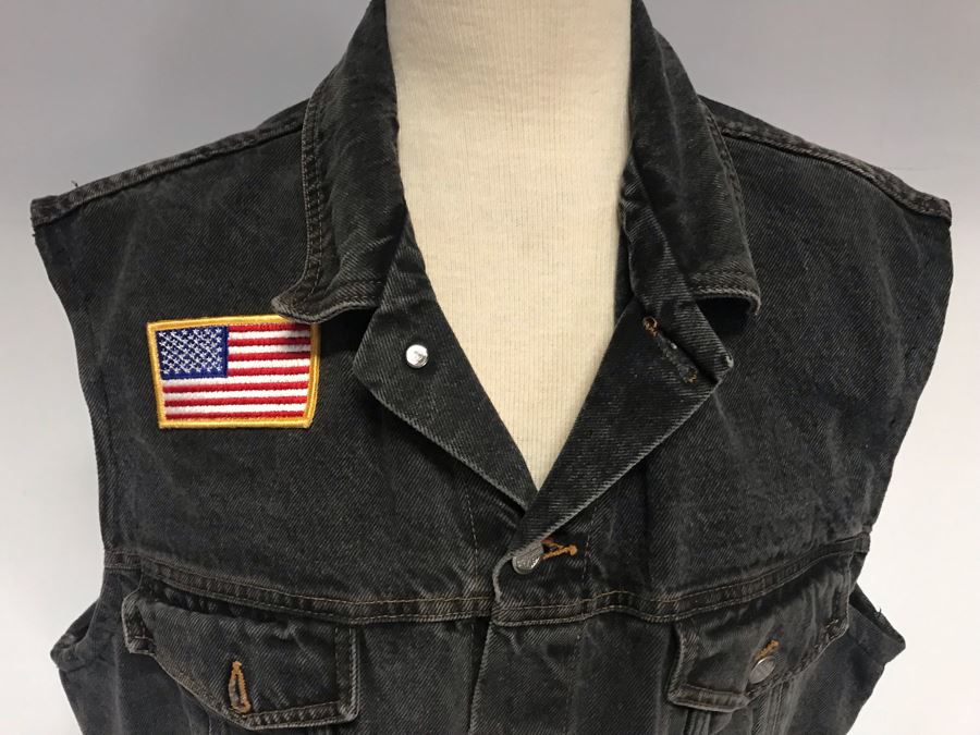 Mens Harley-Davidson Sleeveless Vest Jean Jacket Size L [Photo 3]
