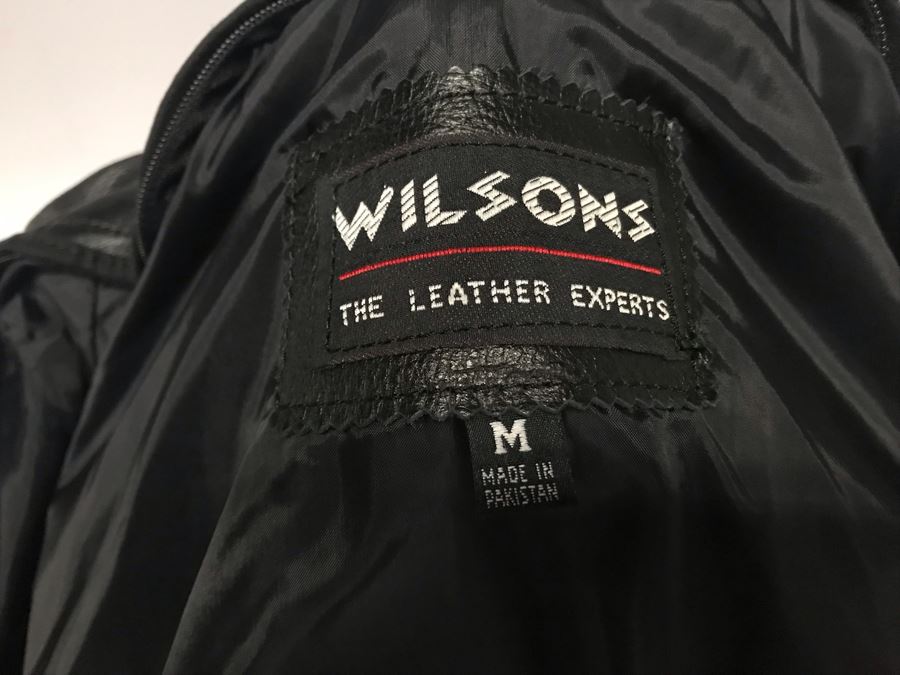 Mens Wilsons Black Leather Jacket Size M Made In Pakistan [Photo 9]