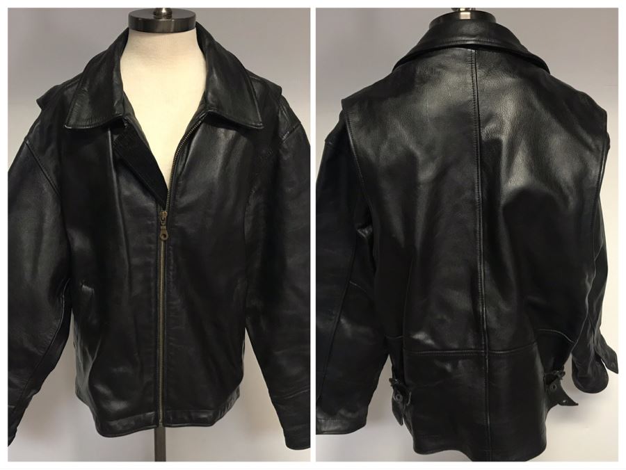 Mens Wilsons Black Leather Jacket Size M Made In Pakistan [Photo 1]