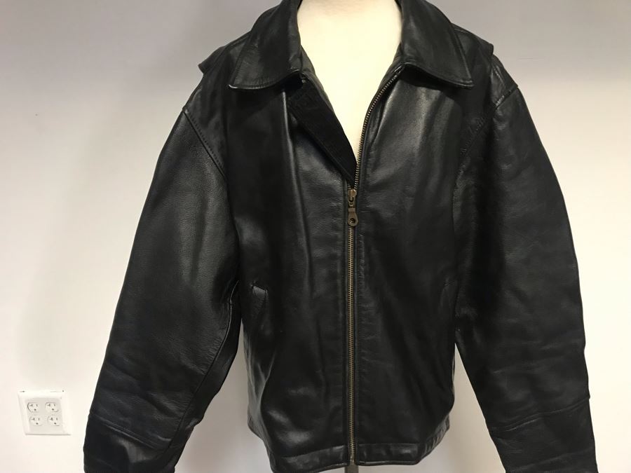Mens Wilsons Black Leather Jacket Size M Made In Pakistan