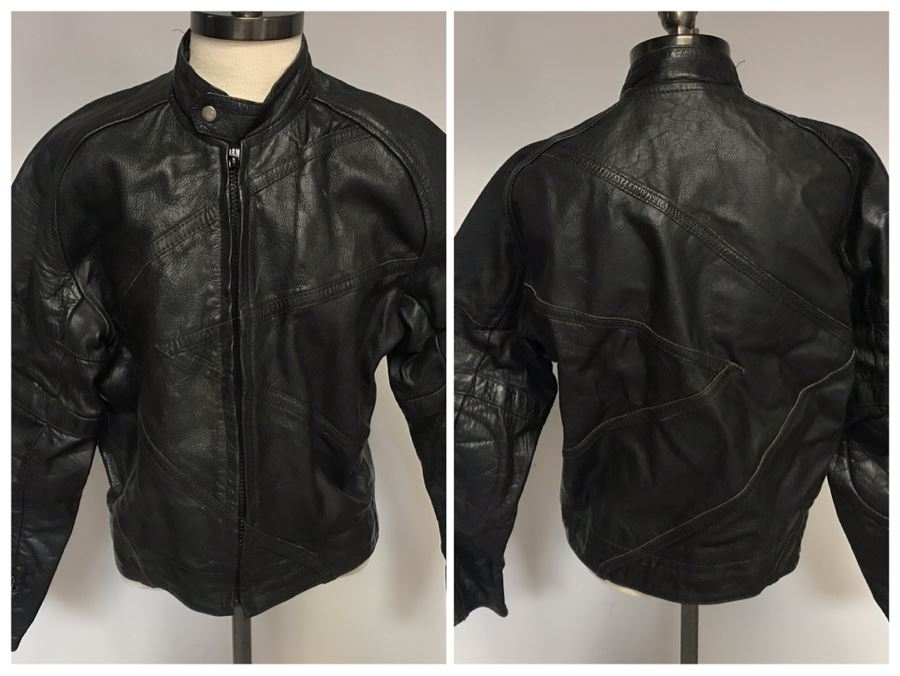 Mens Pro-Sport Black Leather Jacket Size 44 - 36