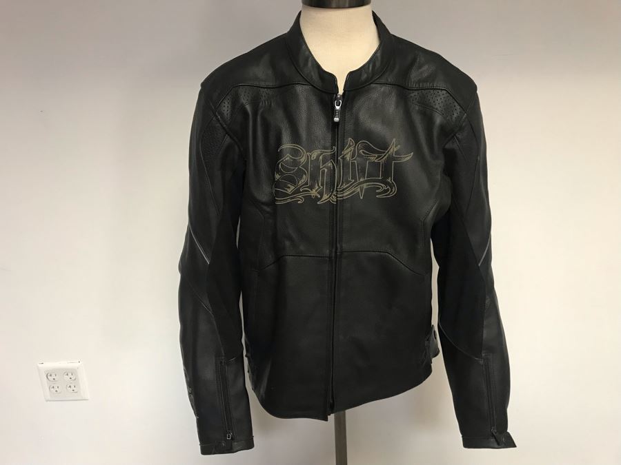 New Mens Shift Leather Motorcycle Riding Jacket Size L MSRP $400