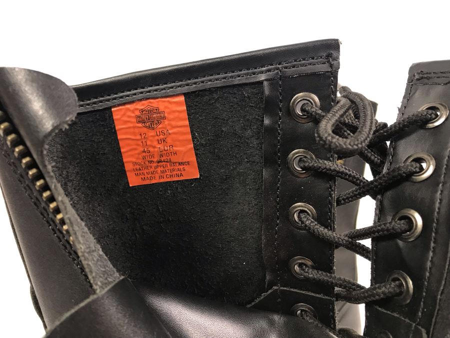 Mens Harley-Davidson Motorcycles Leather Motorcycle Riding Boots Oil-Resistant Size 12 [Photo 11]