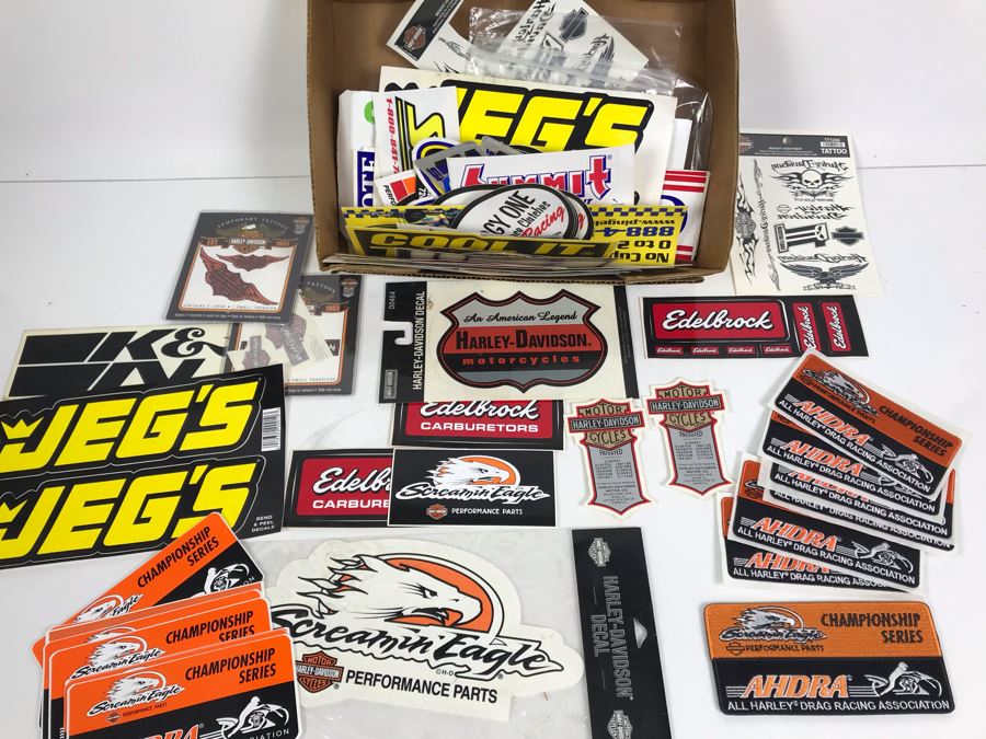 Various Motorcycle Stickers And Patches Including All Harley Drag Racing Association (AHDRA) Harley Davidson [Photo 2]
