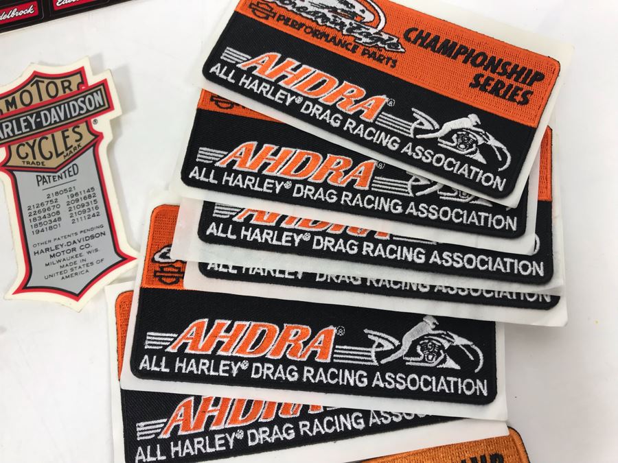 Various Motorcycle Stickers And Patches Including All Harley Drag Racing Association (AHDRA) Harley Davidson [Photo 4]