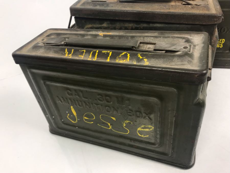 (3) Vintage Military Metal Ammunition Boxes [Photo 4]