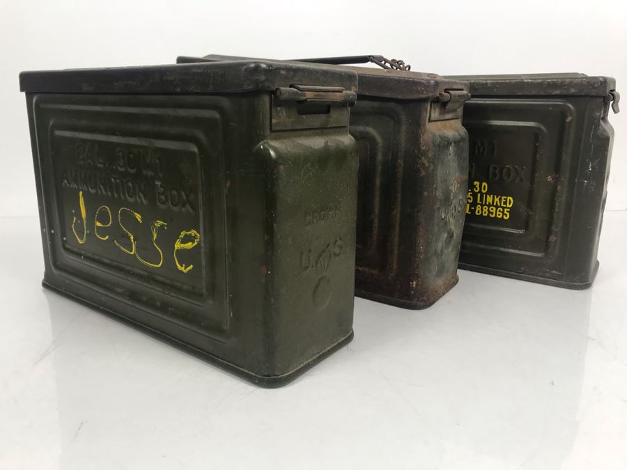 (3) Vintage Military Metal Ammunition Boxes [Photo 1]
