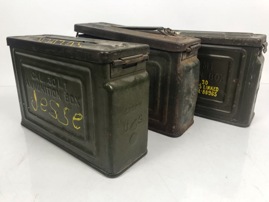 (3) Vintage Military Metal Ammunition Boxes [Photo 2]