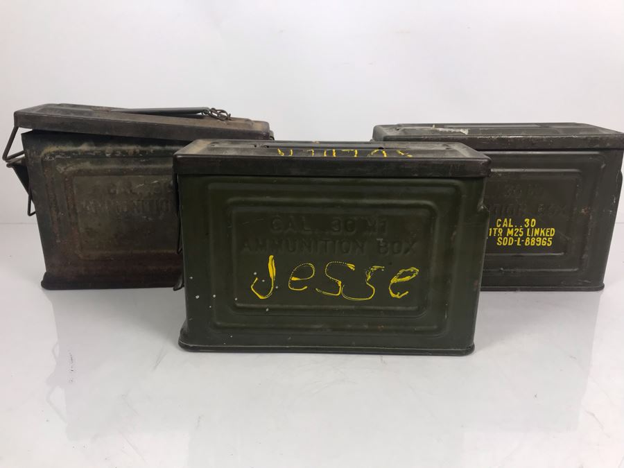 (3) Vintage Military Metal Ammunition Boxes [Photo 5]