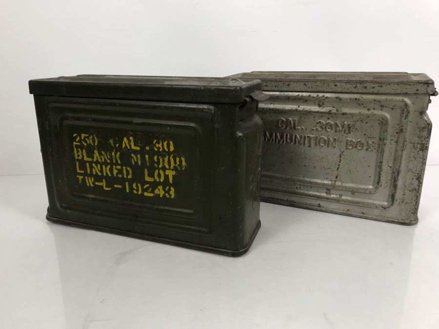 Pair Of Vintage Military Metal Ammunition Boxes [Photo 4]