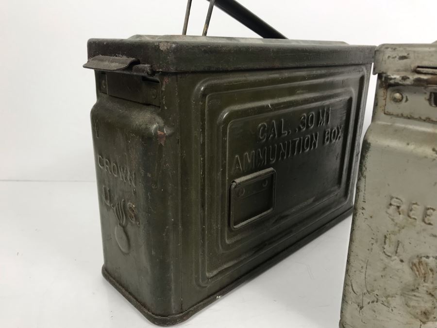 Pair Of Vintage Military Metal Ammunition Boxes [Photo 3]