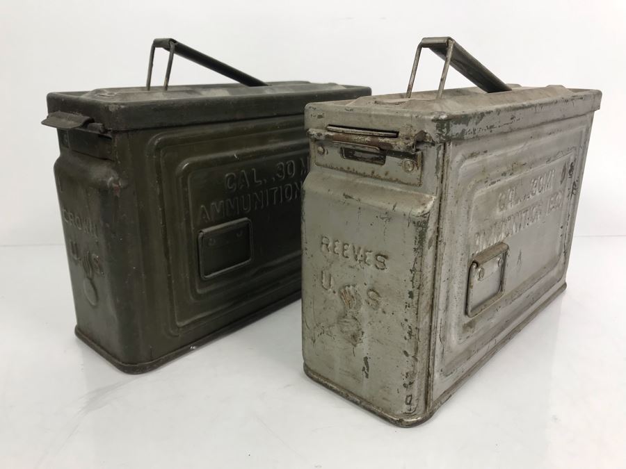 Pair Of Vintage Military Metal Ammunition Boxes [Photo 1]