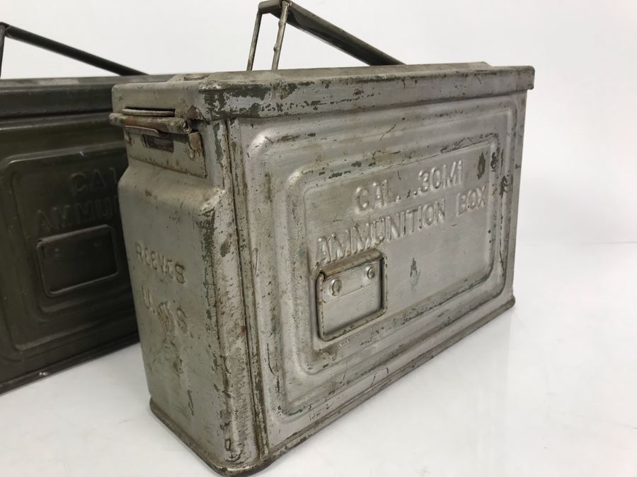 Pair Of Vintage Military Metal Ammunition Boxes [Photo 2]
