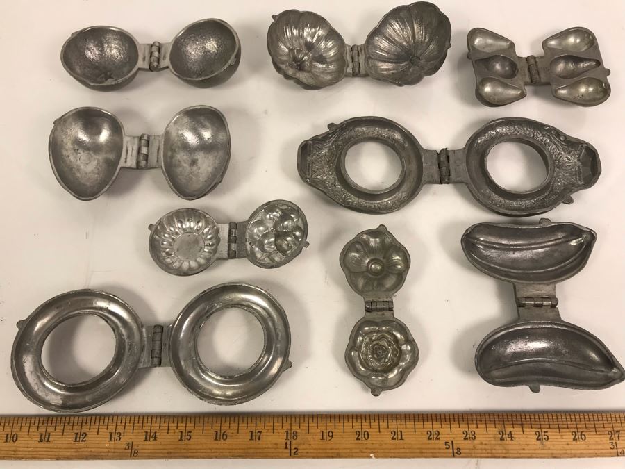 Collection Of (9) Vintage Pewter Ice Cream Molds [Photo 1]