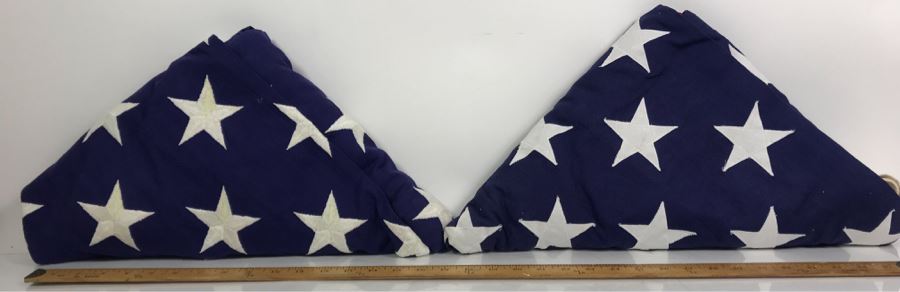 Pair Of Large 100% Cotton American Flags Made By Valley Forge Flag Co 110' X 55' [Photo 4]