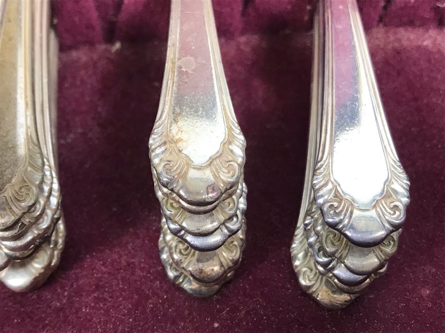 Gorham Silverplate Flatware Apx Service For 9 With Vintage Painted Silverware Storage Box [Photo 10]