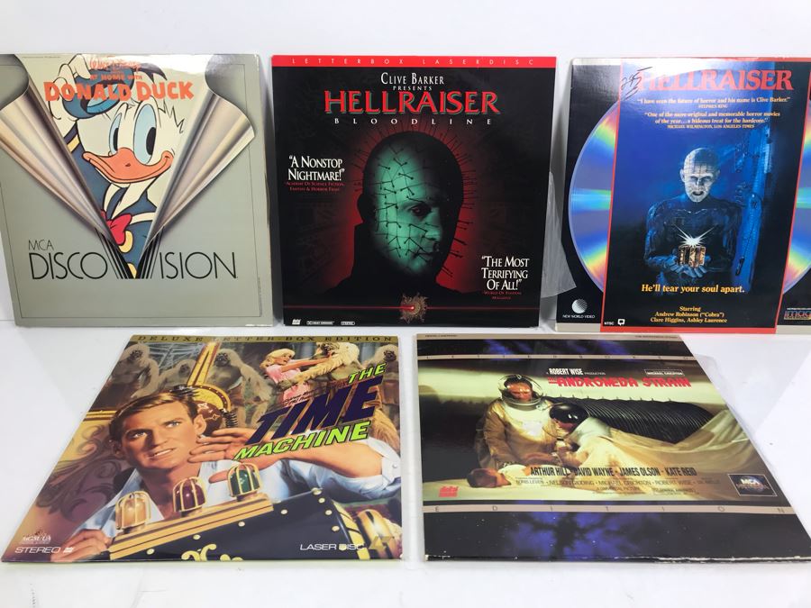 Collection Of (5) Vintage Laser Disc Movies: Hellraiser, The Adromeda Strain, The Time Machine, Donald Duck [Photo 2]